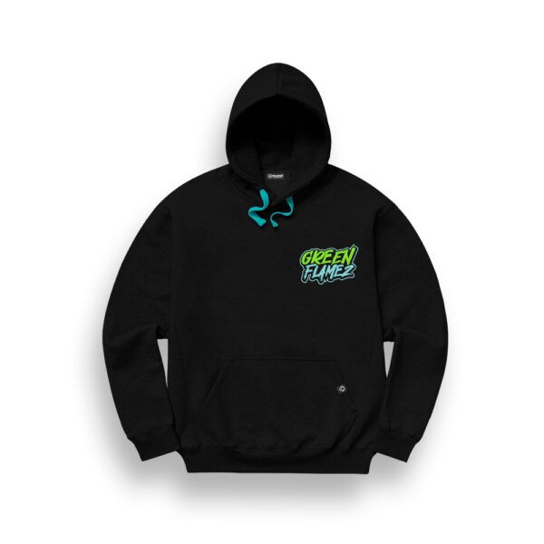 SUDADERA CON CAPUCHA GREEN FLAMEZ "NO BREAKS NO PARTY"