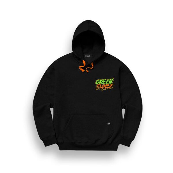 SUDADERA CON CAPUCHA GREEN FLAMEZ "NO BREAKS NO PARTY"